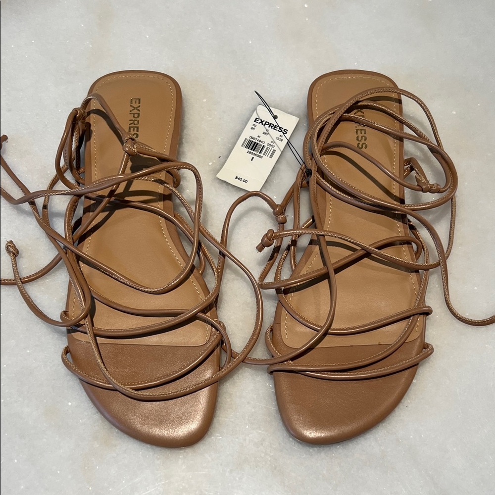 Express Nude Lace-Up Gladiator Sandals